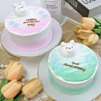 【店頭受取】◻︎くまちゃんアイス クリームソーダ風センイルケーキ 4号《選べる9色｜韓国｜誕生日｜お好きなメッセージ✧》