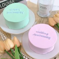 【店頭受取】◻︎＼ 全10色から選べる♪／パステルクリーム文字センイルケーキ 3号《 韓国｜誕生日｜お好きな色とメッセージ✧》