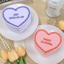 【店頭受取】◻︎ハート型 カラークリーム文字センイルケーキ 3号《選べる9色｜韓国｜誕生日｜お好きなメッセージ✧》
