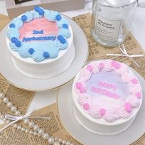 【店頭受取】◻︎＼ 全9色から2色選べる♪／パステルグラデーションローズセンイルケーキ 4号《 韓国｜誕生日｜お好きな色とメッセージ✧》