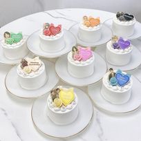 【店頭受取】◻︎ライトセミオーダー写真ケーキ 3号《選べる9色｜プリントケーキ｜センイルケーキ｜韓国｜リボン｜薔薇｜お好きな写真と色で♪》