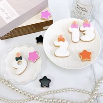 【店頭受取】◻︎リボン付きキャンドルナンバーアイシングクッキー 1枚《選べる9色♪》 