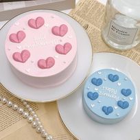 【店頭受取】くすみハートデザインセンイルケーキ 3号《選べる9色｜韓国｜誕生日｜お好きなメッセージ✧》