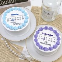 【店頭受取】◻︎手書きカレンダーセンイルケーキ［白土台］ 4号《選べる9色｜韓国｜誕生日｜お好きな日付とメッセージ♪》