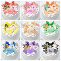 【店頭受取】◻︎キャンドルセミオーダー写真ケーキ 4号 12cm【選べる9色｜プリントケーキ｜センイルケーキ｜韓国｜お好きな写真とメッセージ♪】