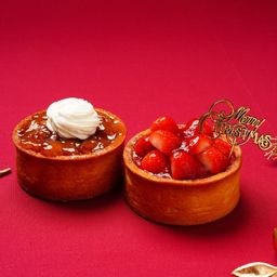 【Xmas限定ピック付＆クリーム添え】グルテンフリーフルーツタルト◆【ミニタルト2個セット】長野県産いちご・タルトタタンクリーム添え＜冷凍＞3号 9cm クリスマス2025