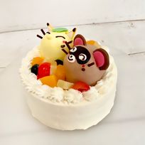 【どうぶつケーキ】きつねとたぬきの立体ケーキ 5号 15cm