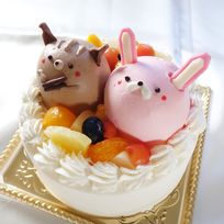 【どうぶつケーキ】ウサギとリスの立体ケーキ 5号 15cm