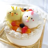 【どうぶつケーキ】にわとりとひよこの立体ケーキ 5号 15cm