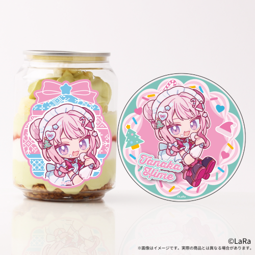 『HIMEHINA』田中ヒメ アクリルコースター付きケーキ缶（ミニキャライラスト・ピスタチオ味）