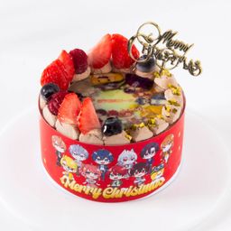 『カラフルピーチ』クリスマスチョコ丸型4号 写真ケーキ