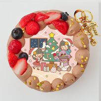 『HIMAWARIちゃんねる』クリスマスチョコ丸型4号 写真ケーキ