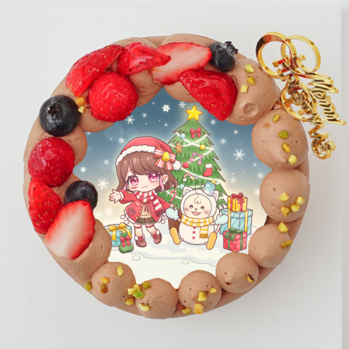 『TAMAchan』クリスマスチョコ丸型4号 写真ケーキ