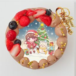 『TAMAchan』クリスマスチョコ丸型4号 写真ケーキ
