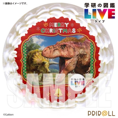 Xmasプリケーキ（恐竜）【特典缶バッジ付き】[学研の図鑑LIVE]5号 15cm