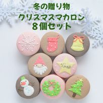 手描きイラスト入りクリスマスマカロン８個セット