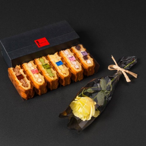 【送料無料】ローズ付ワッフルケーキ6種 定番の味【イエロー】