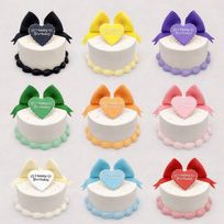 【選べる9色】リボン×ハートプレートケーキ｜誕生日・記念日・推し活対応｜写真映え◎