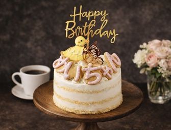 【文字色変更OK】【甘味、脂肪分を抑えた純生北海道クリーム】  エレガントネイキッドケーキ 選べるアイシングクッキー バースデー  4号 12cm 