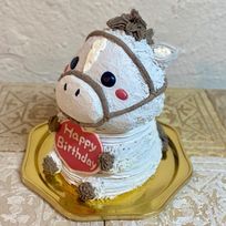 馬の立体ケーキ(芦毛グレー) 動物 ケーキ 誕生日 センイルケーキ 5号