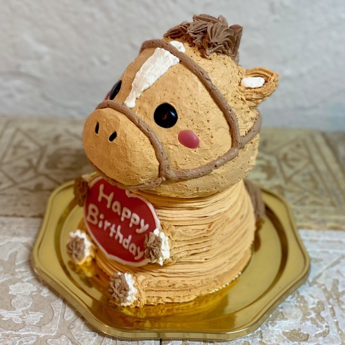 【Tipitinats Cakes】馬の立体ケーキ(栗毛ベージュ) 動物 ケーキ 誕生日 センイルケーキ 5号
