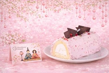 ひな祭りカード付きパティシエ手作り白金クリームロール（苺） ひな祭り2026