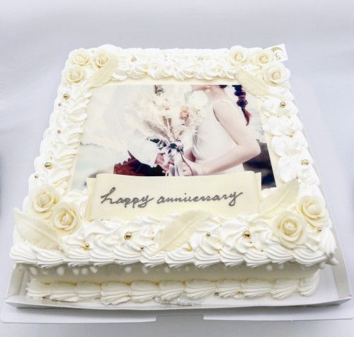 大型フォトケーキ30㎝×30㎝｜記念日・誕生日・結婚祝い・法人イベント｜写真プリントケーキ