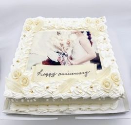 【大型】フォトケーキ30㎝×30㎝｜記念日・誕生日・結婚祝い・法人イベント｜写真プリントケーキ
