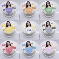 【選べる9色】ハート散り写真プリントケーキ｜9色から選べる｜推し活・本人不在の誕生日会