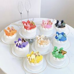 セミオーダー写真ケーキ✧ 3号《選べる9色｜プリントケーキ｜センイルケーキ｜リボン｜薔薇｜お好きなお写真と数字で✧》