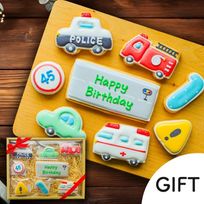 【Cake.jp専用：乗り物ギフト】アイシングクッキー クッキー 救急車 消防車 パトカー 車 プチギフト ケーキデコレーション パトカー 男の子 誕生日 ケーキトッピング かわいい お菓子