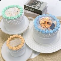 【店頭受取】◻︎［フルオーダー］お好きな写真2枚でつくれるバーンアウェイケーキ 3号《燃える演出｜選べる10色｜センイルケーキ｜韓国｜お好きなメッセージ｜サプライズ》