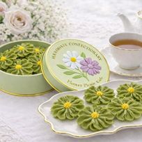 花咲く焼菓子「お花のぼうろ（抹茶餡）」3缶セット｜オリジナル紙袋を3枚