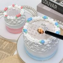 【店頭受取】◻︎燃える演出♪ ミニローズカレンダー バーンアウェイケーキ［グラデ丸型］ 3号《選べる10色｜センイルケーキ｜韓国｜お好きな日付とメッセージ｜サプライズ》