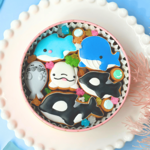 海獣ver★カラフルで可愛い★アイシングクッキー＆ザクザククッキー缶