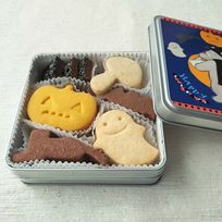 ハロウィンクッキー【シルバー缶浅】（18枚入）ハロウィン2026
