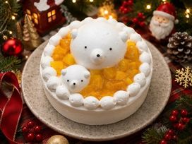 クリスマス限定 しろくまさんのマンゴーショートケーキ（グルテンフリー対応 卵・乳製品・小麦粉不使用）