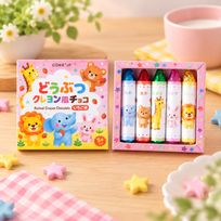 【乳不使用】どうぶつクレヨン風チョコ（いちご味） 5本入り｜遊べる・美味しい！見た目もかわいいクレヨン型スイーツ