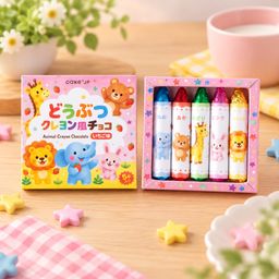 【乳不使用】どうぶつクレヨン風チョコ（いちご味） 5本入り｜遊べる・美味しい！見た目もかわいいクレヨン型スイーツ