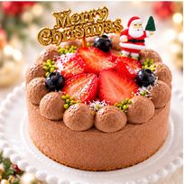 Xmas苺チョコレートケーキ3号 半解凍でとろける（室温で半解凍していただくと、外はふんわり、中はひんやりとした食感をお楽しみいただけます）北海道純生クリーム・小麦粉・バター100%使用  #ふわひん苺チョコ 当店のケーキがふるさと納税返礼品に採用 クリスマス2026