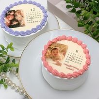◻︎お好みの写真で作るカレンダーケーキ 4号《選べる9色｜韓国｜誕生日｜記念日｜写真ケーキ｜プリントケーキ｜お好きなメッセージと日付♪》