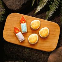 【恐竜卵＆ろうそく(5個入り)】恐竜シリーズ アイシングクッキー かわいい お菓子 誕生日 バースデー 推し活 推しケーキ プチギフト クッキー ギフト アイシングクッキーleap
