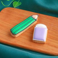 2個セット【えんぴつ＆消しゴム】アイシングクッキー クッキー プチギフト かわいい お菓子 個包装 アイシングクッキーleap 入園 入学 卒園 卒業
