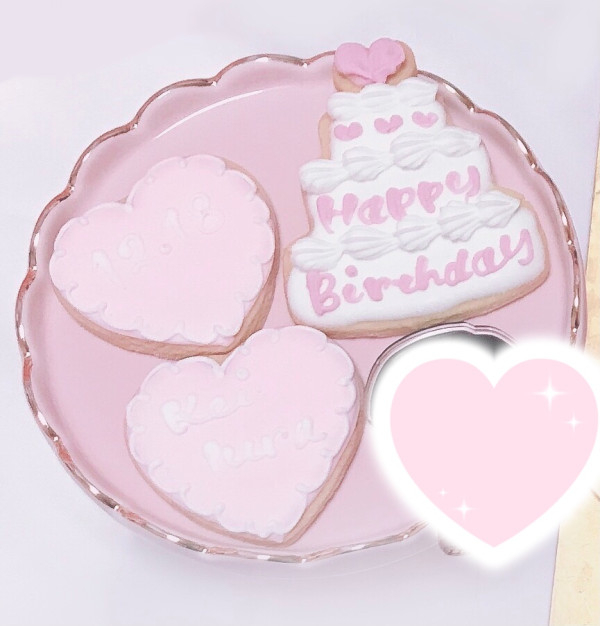 誕生日アイシングクッキー2枚セット（ハート・ケーキ）《色が選べる》の口コミ・評判の投稿画像